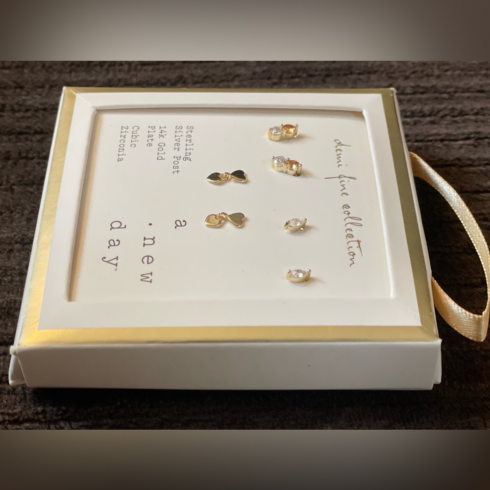 Stud Earrings Set, Sterling Silver & Cubic Zirconia — A New Day - Picture 5 of 15